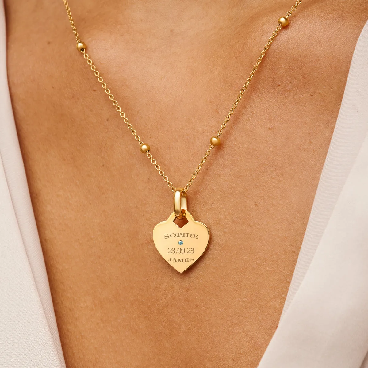 Blue Crystal Heart Token Necklace (Gold) sold by Abbott Lyon product image thumbnail 3