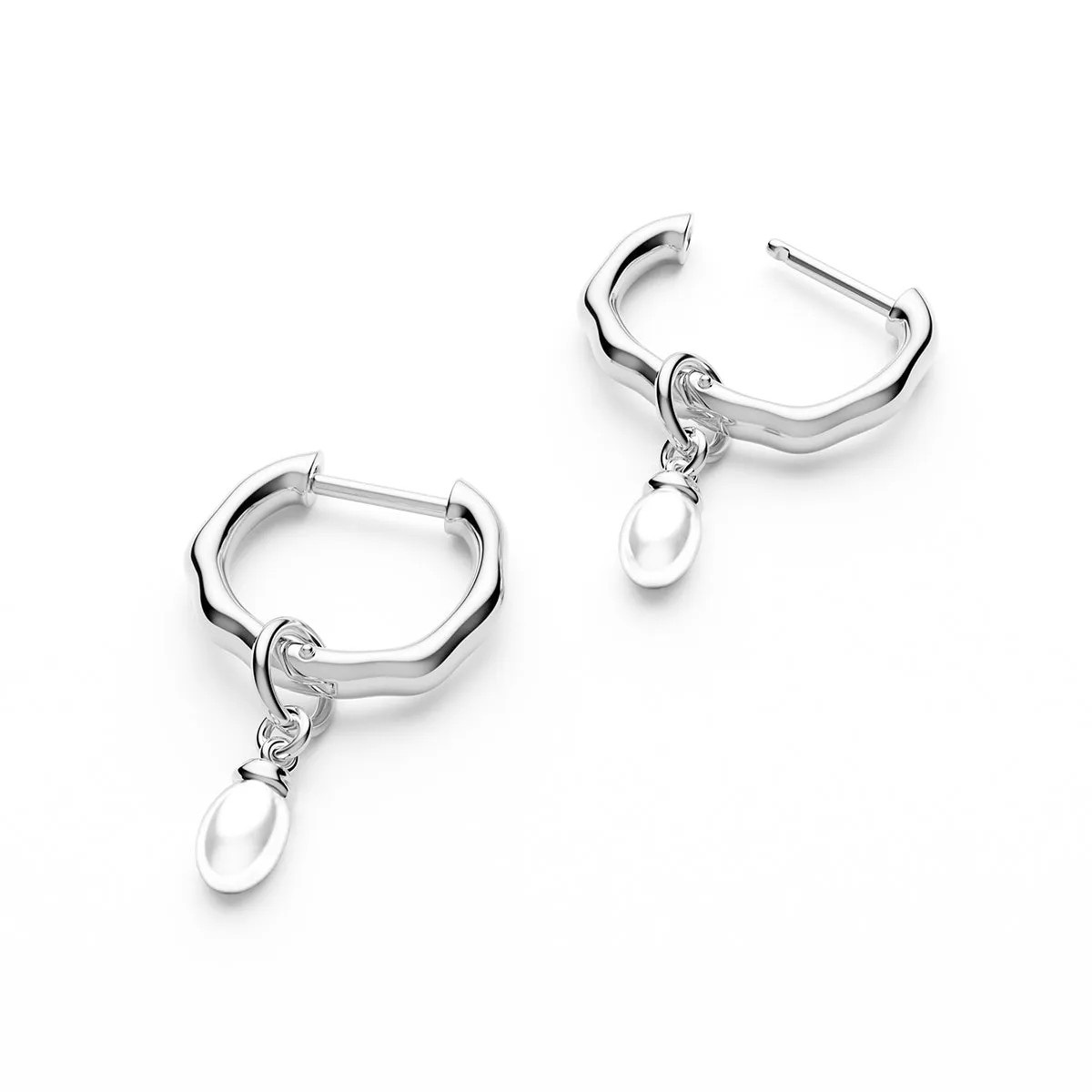 Fine Organic Pearl Huggie Earring (Silver) sold by Abbott Lyon product image thumbnail 4