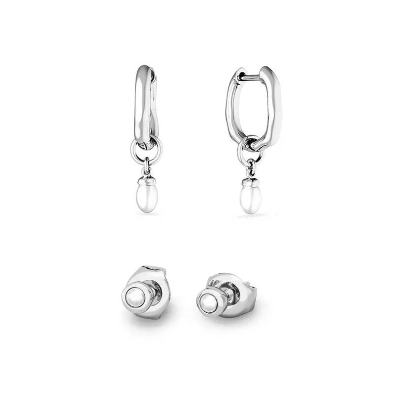 Fine Organic Pearl Earrings Set (Silver) sold by Abbott Lyon
