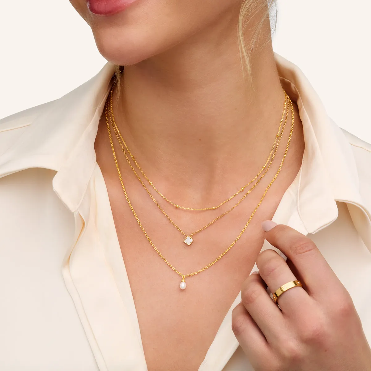 Fine Organic Pearl Necklace (Gold) sold by Abbott Lyon product image thumbnail 3