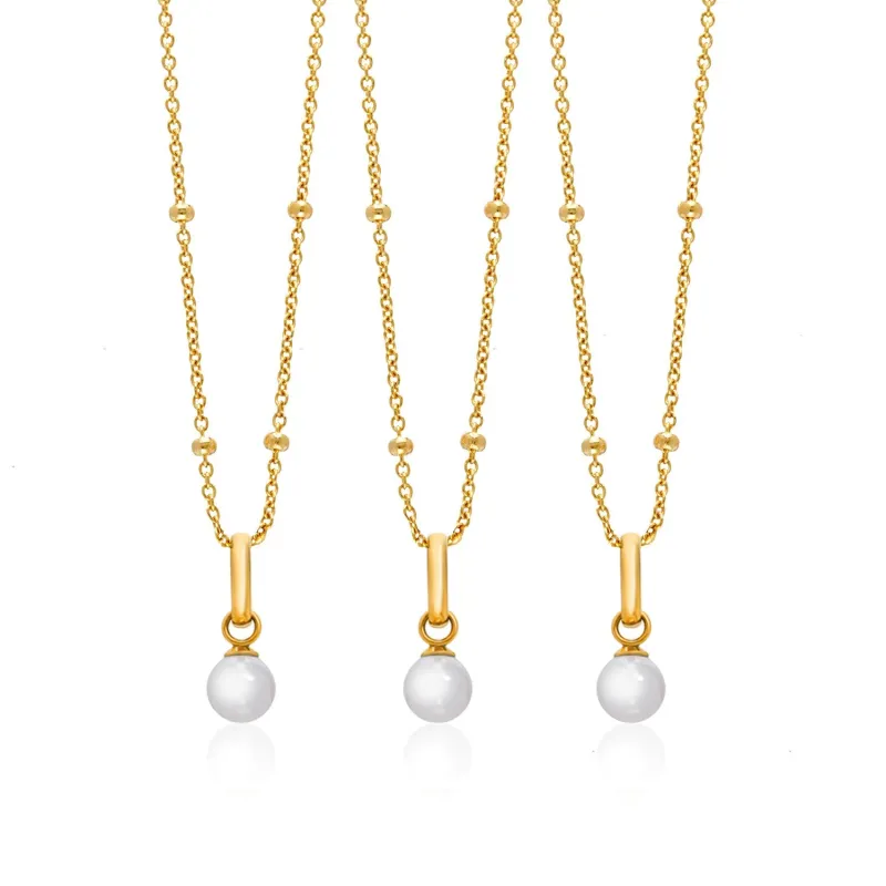 Mini Pearl Necklace Bridesmaids Gift Set (Gold) sold by Abbott Lyon