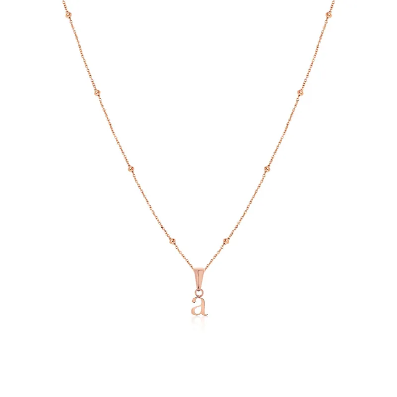 Lowercase Initial Sphere Chain Necklace (Rose Gold) sold by Abbott Lyon