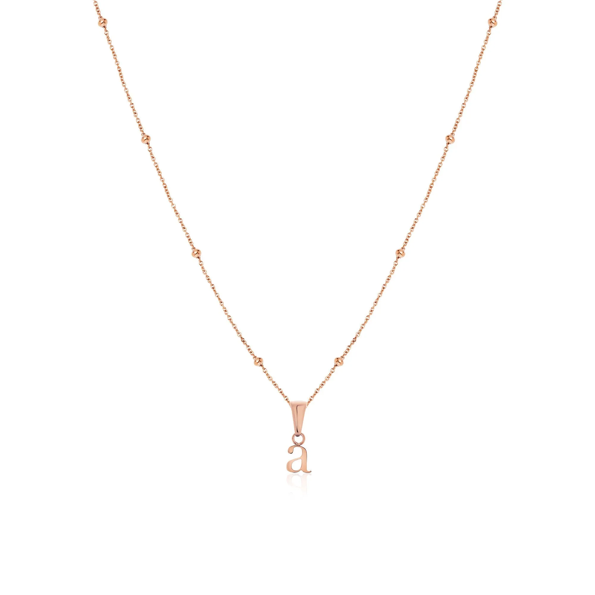 Lowercase Initial Sphere Chain Necklace (Rose Gold) sold by Abbott Lyon