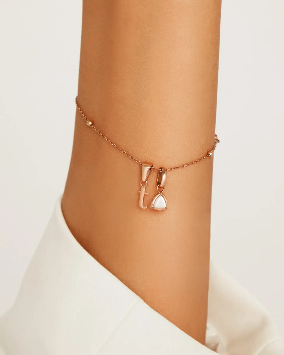 Lowercase Initial Sphere Chain Bracelet (Rose Gold) sold by Abbott Lyon product image thumbnail 3