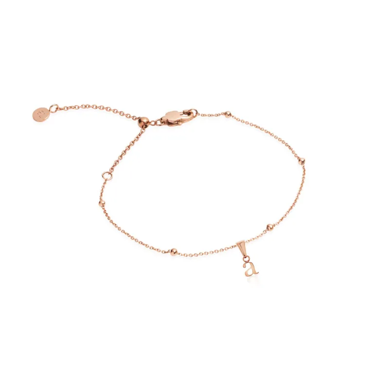Lowercase Initial Sphere Chain Bracelet (Rose Gold) sold by Abbott Lyon