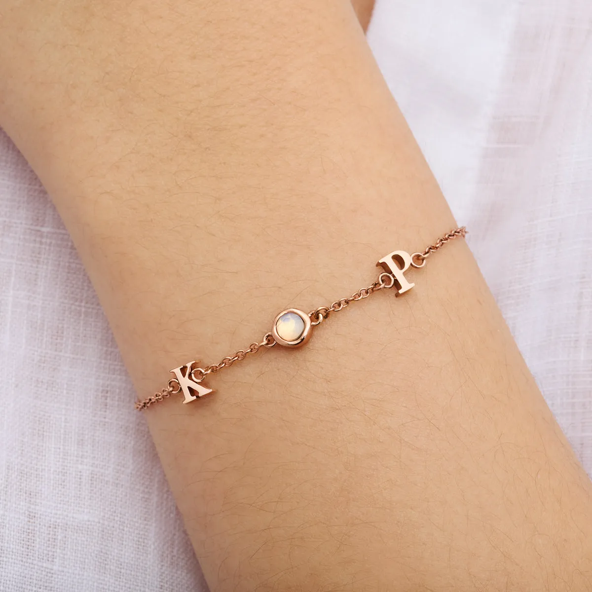 Made Mine Initials & Birthstone Bracelet (Rose Gold) sold by Abbott Lyon product image thumbnail 2