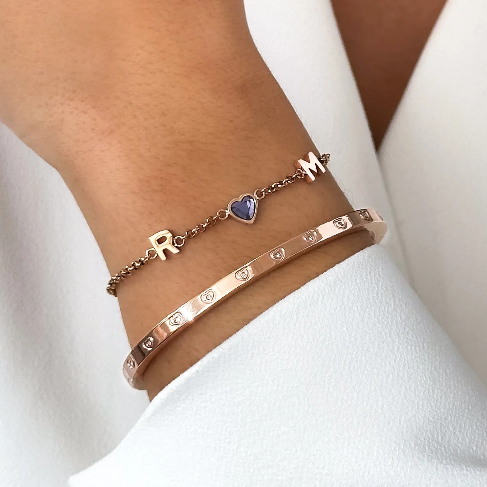 Made Mine Initials & Birthstone Bracelet (Rose Gold) sold by Abbott Lyon product image thumbnail 3