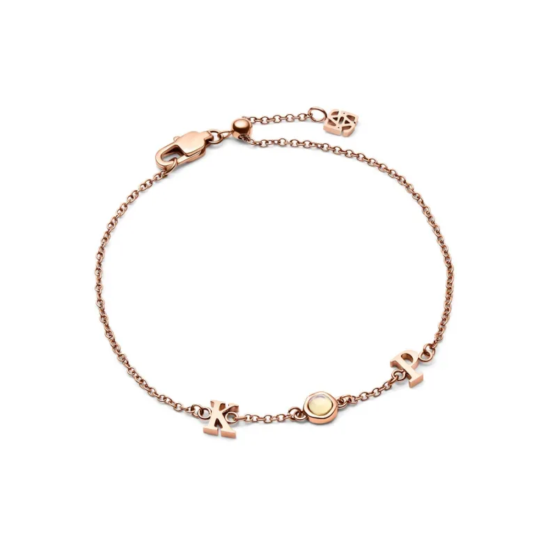 Made Mine Initials & Birthstone Bracelet (Rose Gold) sold by Abbott Lyon