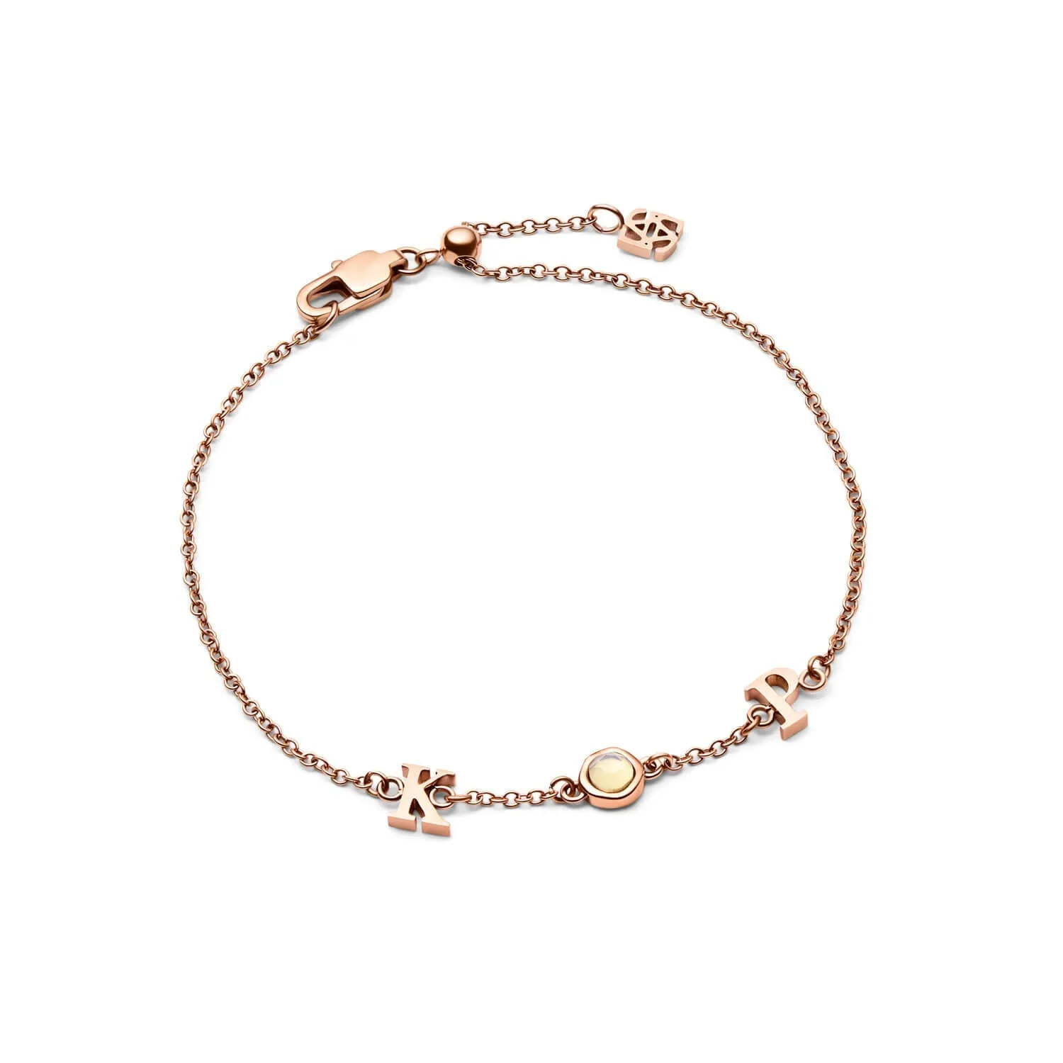 Made Mine Initials & Birthstone Bracelet (Rose Gold) sold by Abbott Lyon