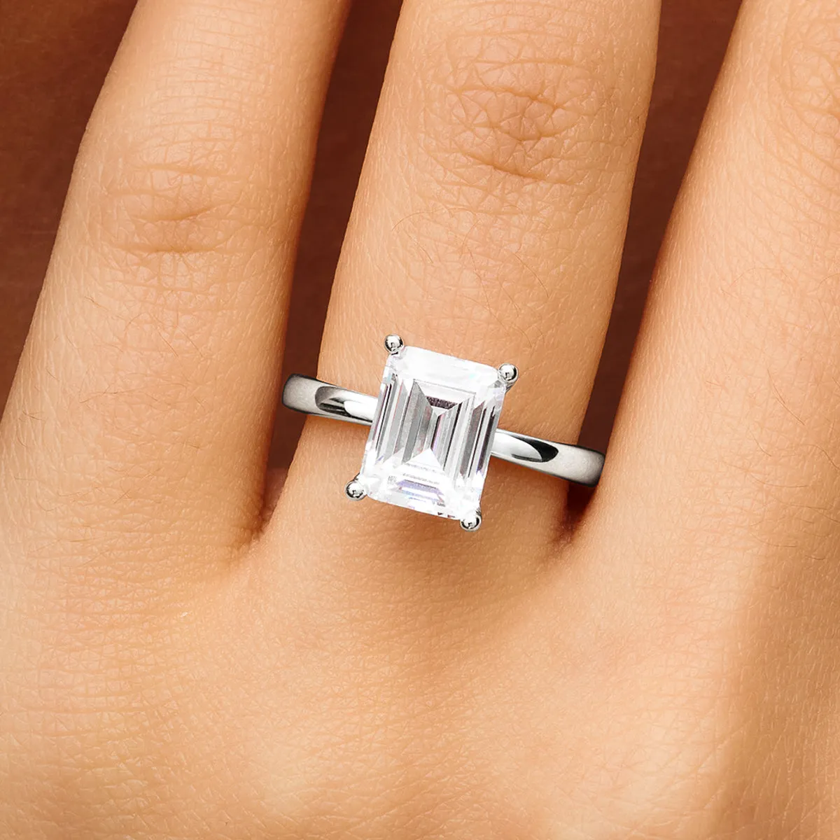 Emerald Cut Solitaire Ring 2ct (Silver) sold by Abbott Lyon product image thumbnail 2