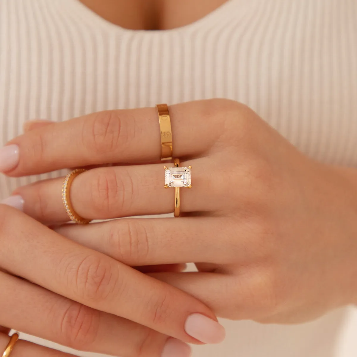 Emerald Cut Solitaire Ring 2ct (Gold) sold by Abbott Lyon product image thumbnail 3