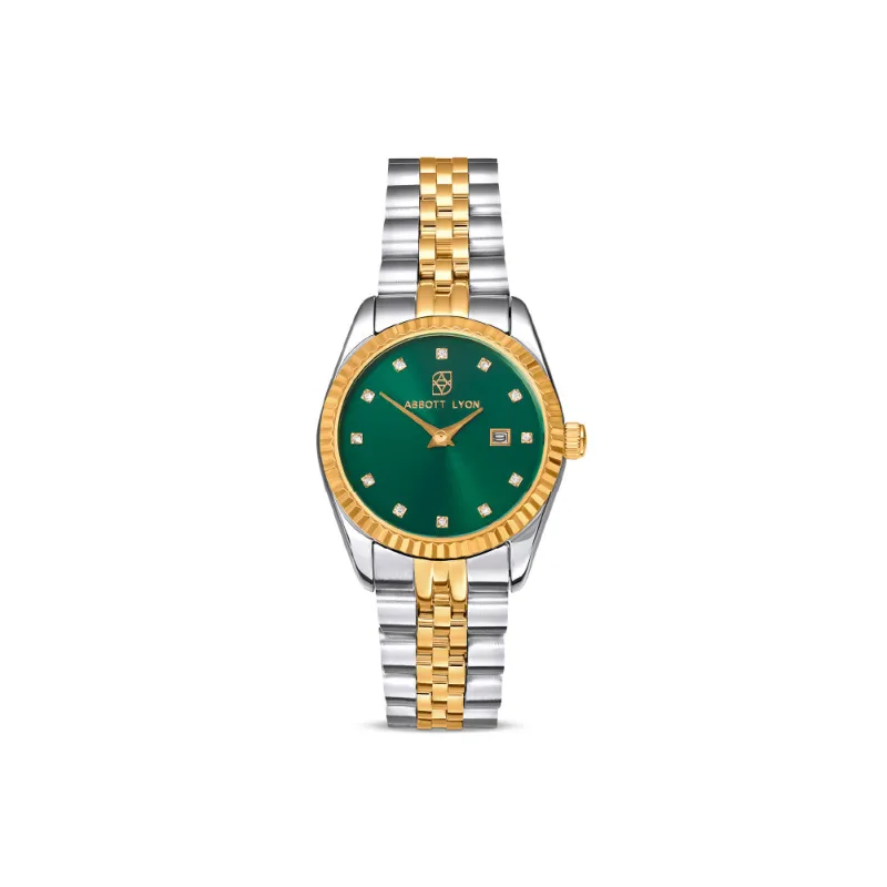 Mini Two Tone Emerald Link Belgravia 30 Watch made by Abbott Lyon
