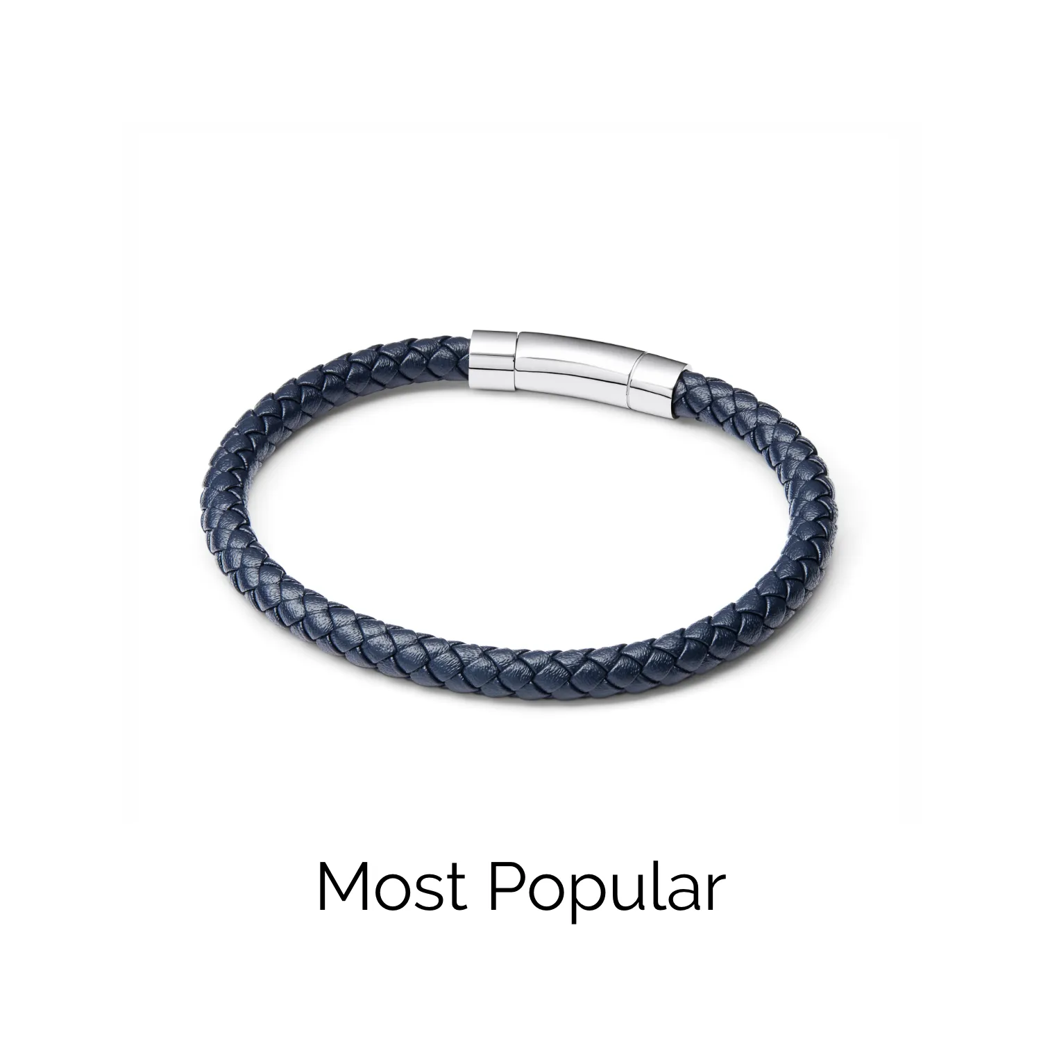 Men's Navy Bonded Leather Bracelet (Silver) sold by Abbott Lyon product image thumbnail 5