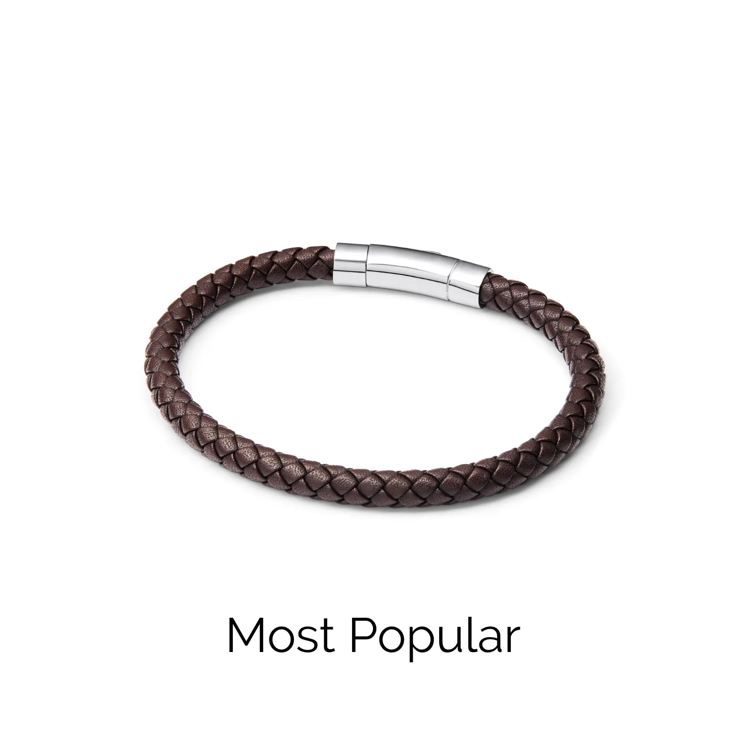 Men's Brown Bonded Leather Bracelet (Silver) sold by Abbott Lyon product image thumbnail 5