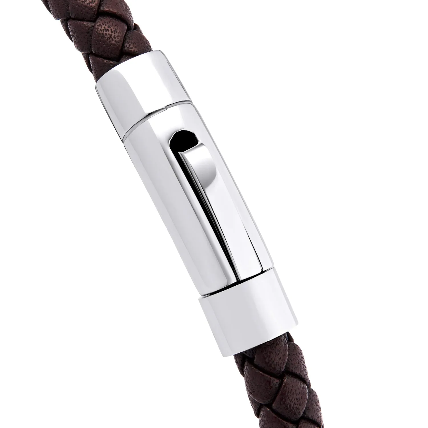 Men's Brown Bonded Leather Bracelet (Silver) sold by Abbott Lyon product image thumbnail 3