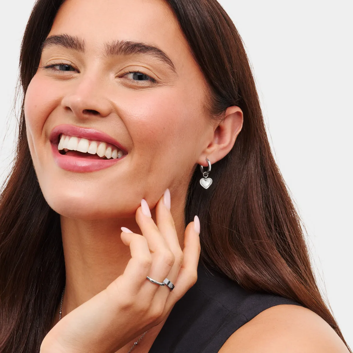 White Quartz Heart & Stud Earrings Set (Silver) sold by Abbott Lyon product image thumbnail 3