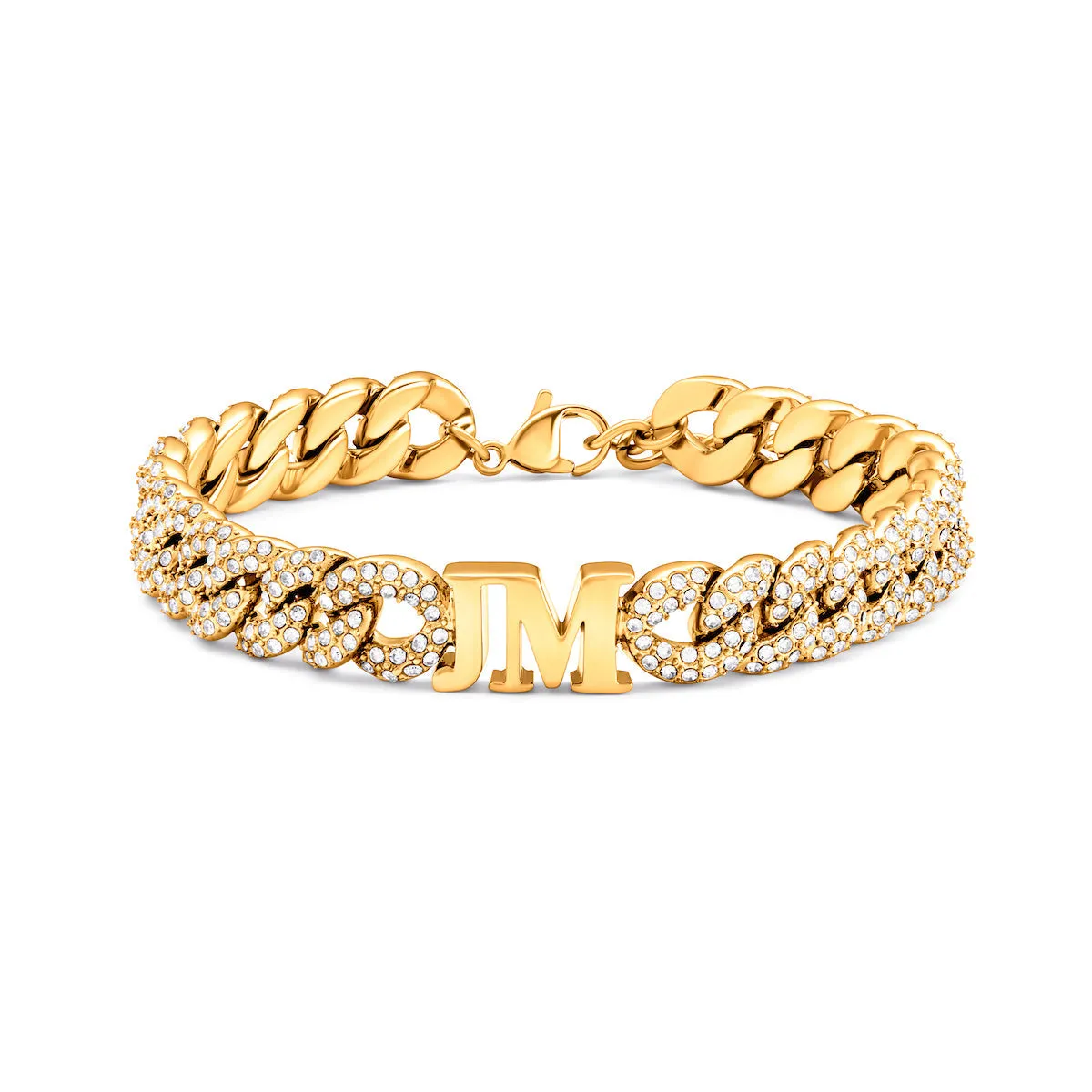 Pavé Initial Curb Bracelet (Gold) sold by Abbott Lyon