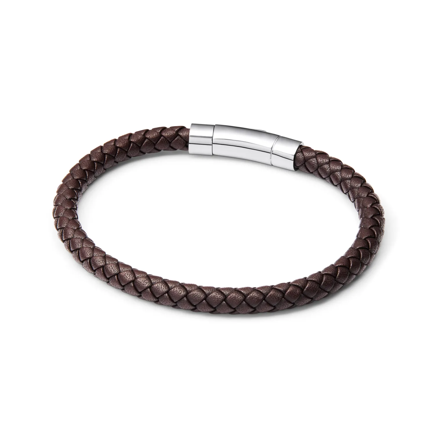 Men's Brown Bonded Leather Bracelet (Silver). sold by Abbott Lyon product image thumbnail 3