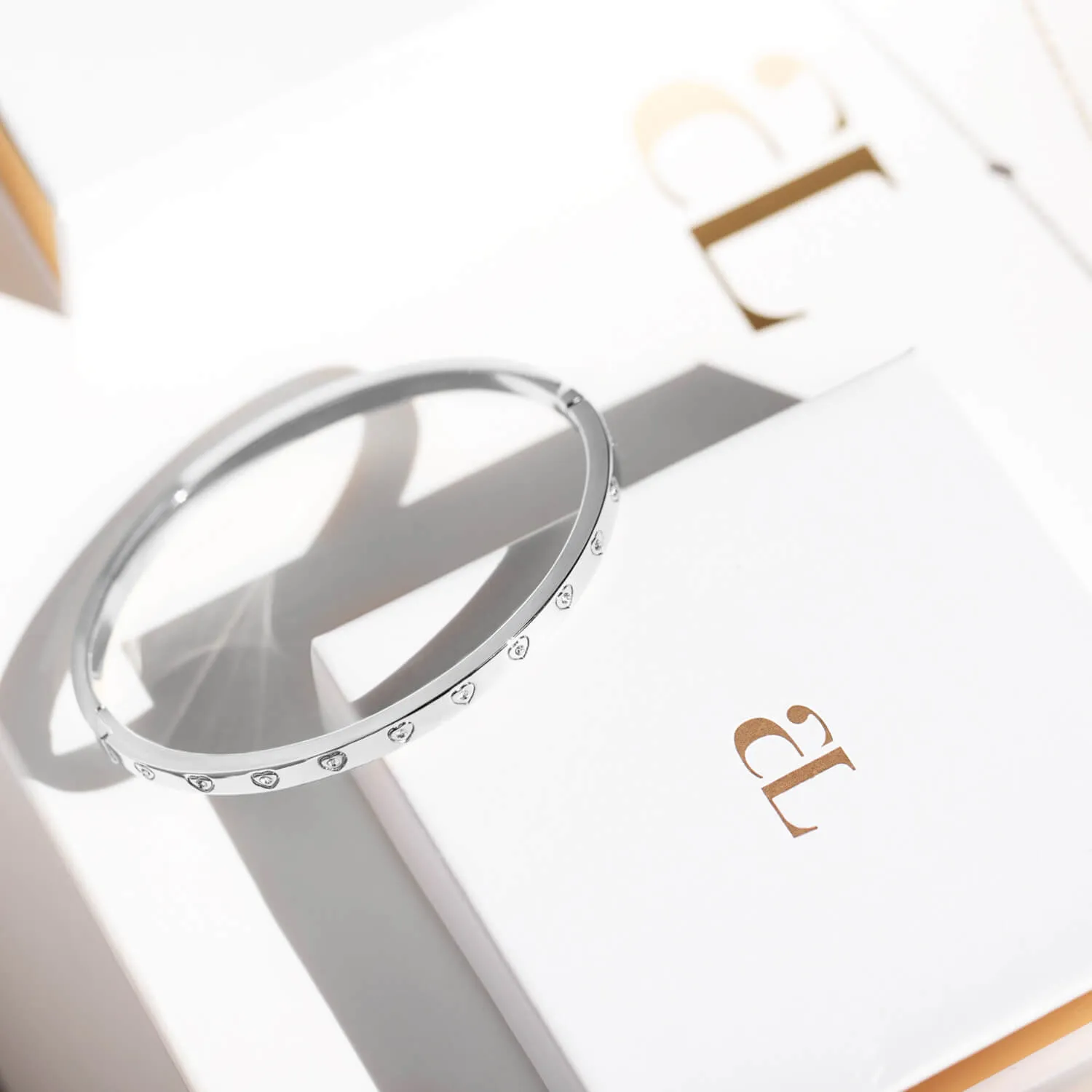 Pearl Belgravia & Crystal Heart Bangle Set (Silver) sold by Abbott Lyon product image thumbnail 4