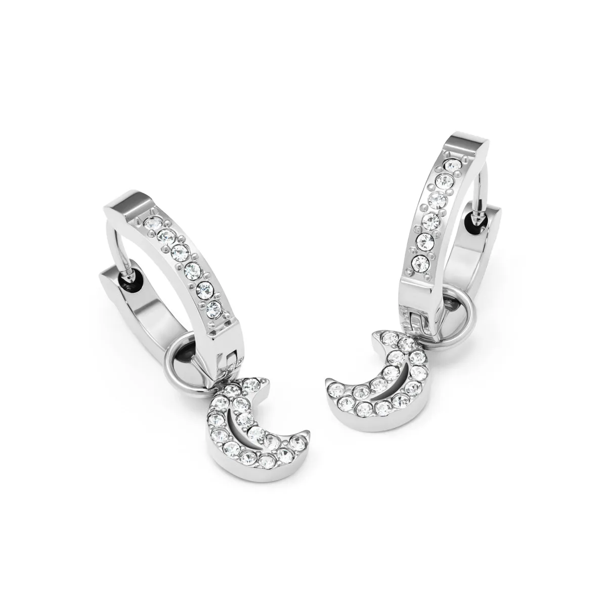Moon and Back Moon Huggie Earring Set (Silver) sold by Abbott Lyon product image thumbnail 4