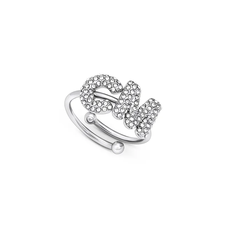 Spotlight Pavé Bubble Initial Ring (Silver) sold by Abbott Lyon