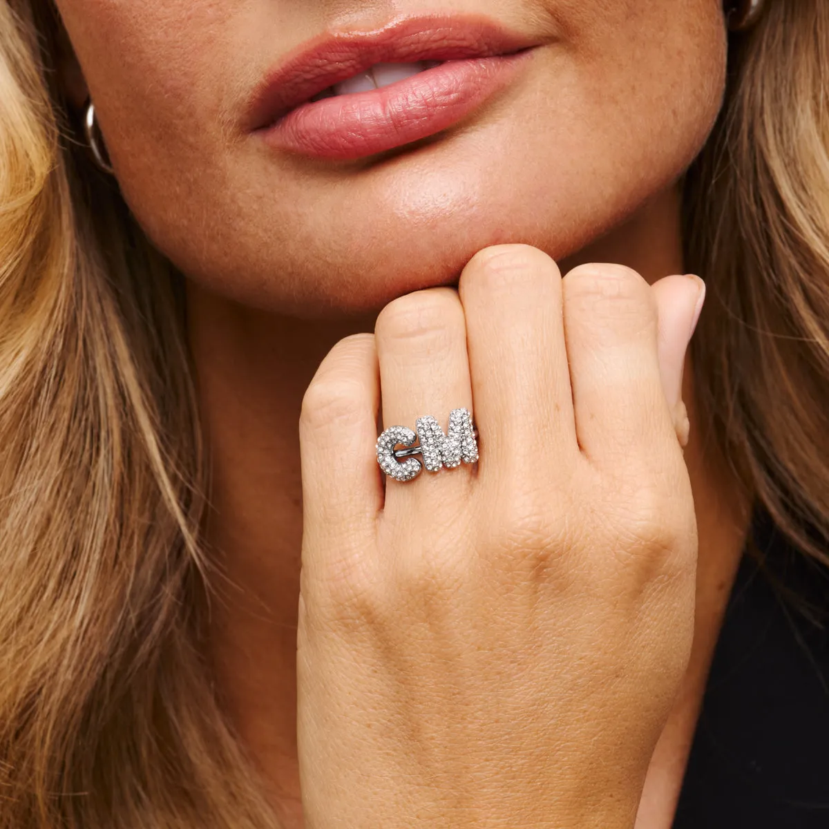 Spotlight Pavé Bubble Initial Ring (Silver) sold by Abbott Lyon product image thumbnail 2