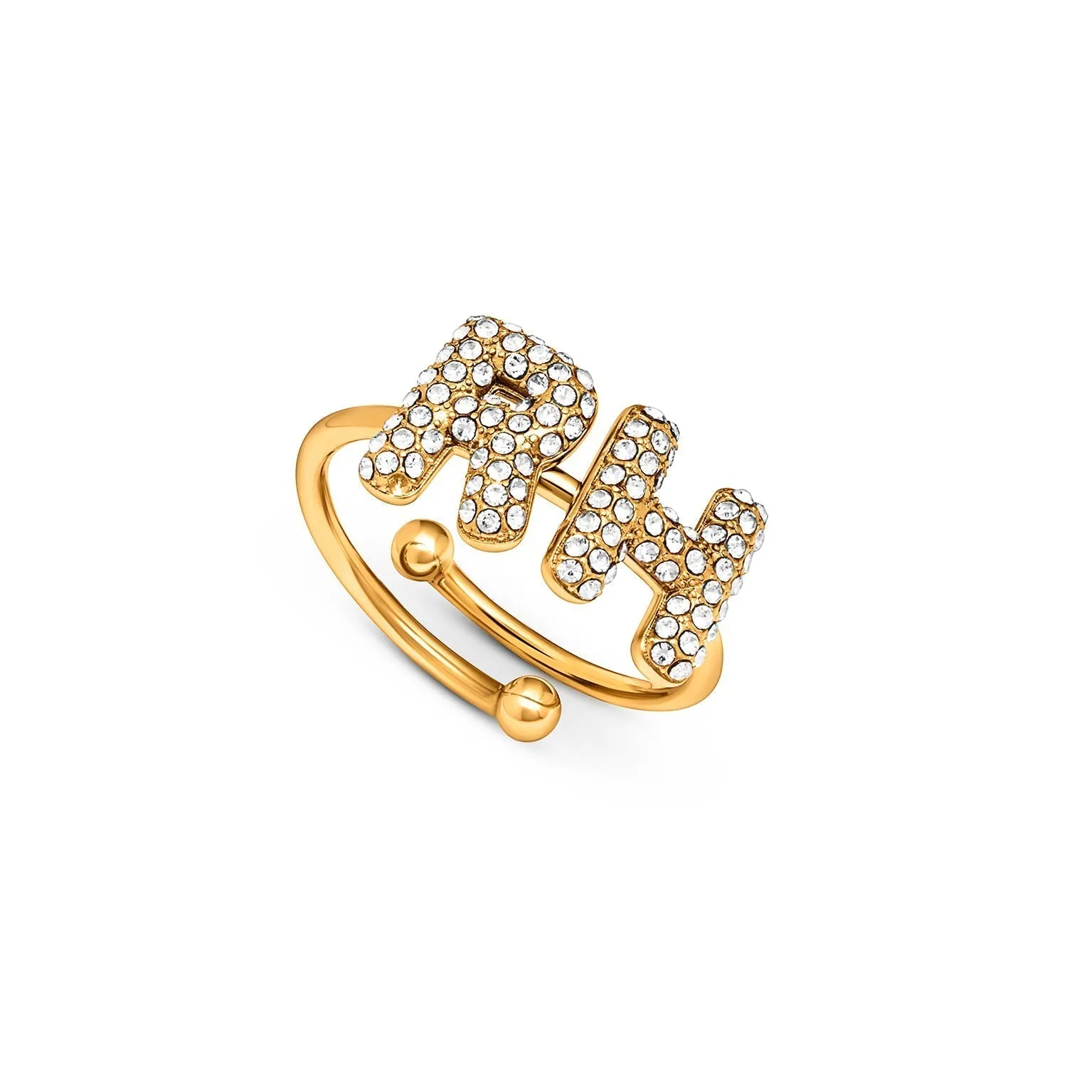 Spotlight Pavé Bubble Initial Ring (Gold) sold by Abbott Lyon