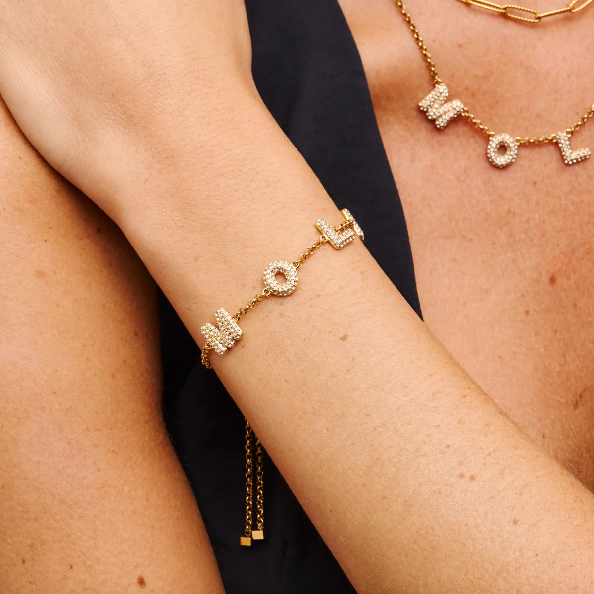 Spotlight Pavé Bubble Name Bracelet (Gold) sold by Abbott Lyon product image thumbnail 2