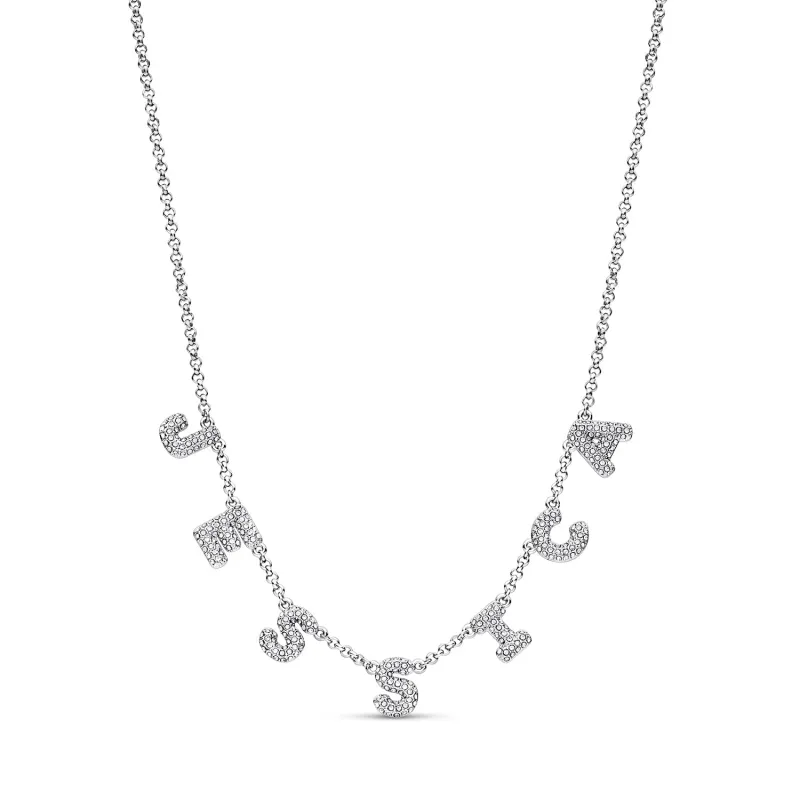 Spotlight Pavé Bubble Name Necklace (Silver) sold by Abbott Lyon