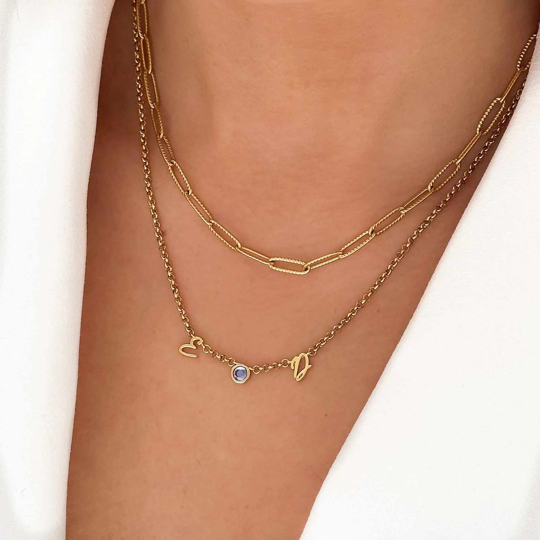 Made Mine Initials & Birthstone Necklace (Gold) sold by Abbott Lyon product image thumbnail 3