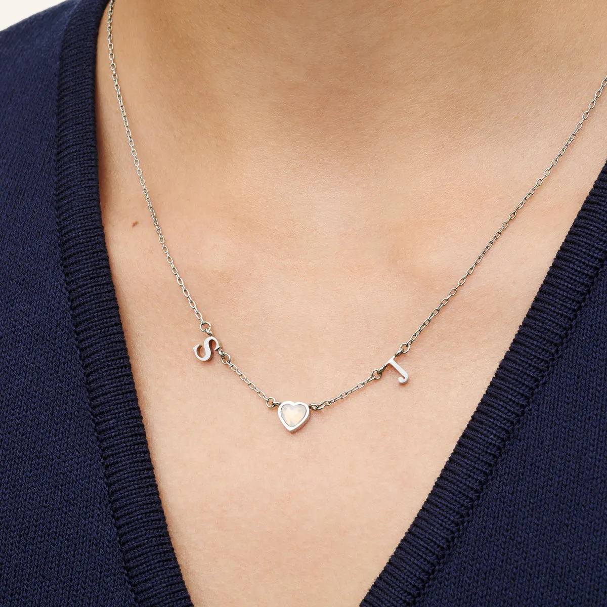 Made Mine Initials & Birthstone Necklace (Silver) sold by Abbott Lyon product image thumbnail 2