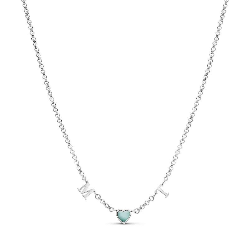 Made Mine Initials & Birthstone Necklace (Silver) sold by Abbott Lyon