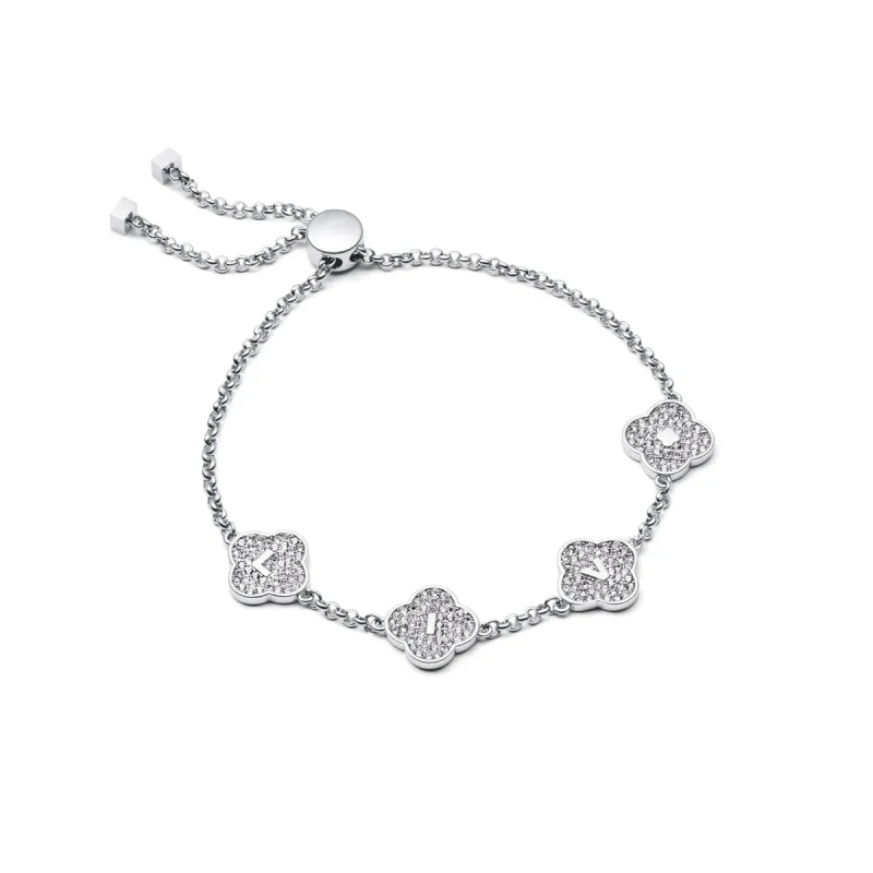 Shimmer Pavé Clover Bracelet (Silver) sold by Abbott Lyon