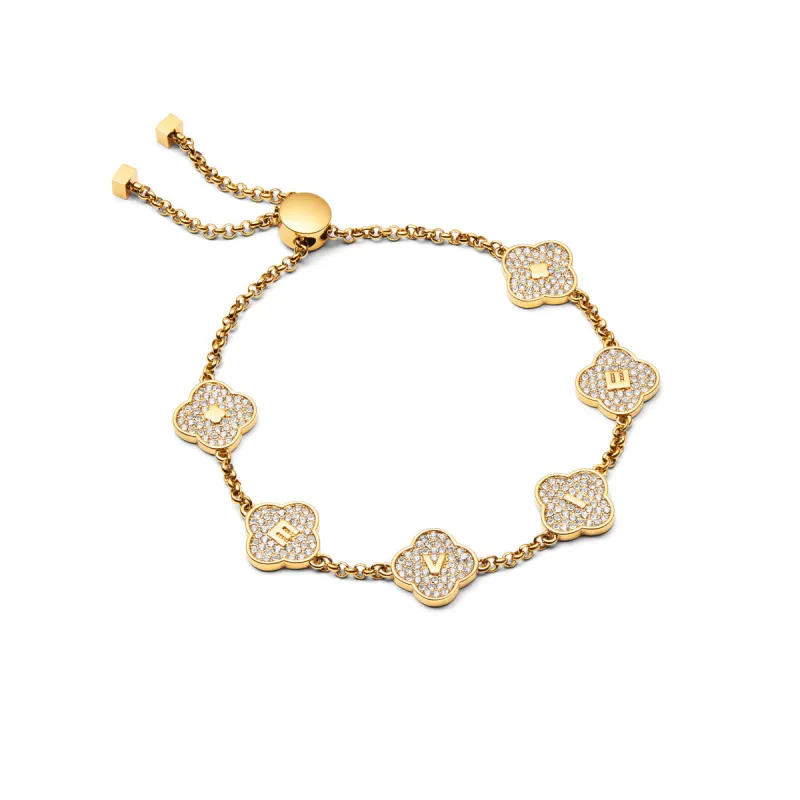 Shimmer Pavé Clover Bracelet (Gold) made by Abbott Lyon