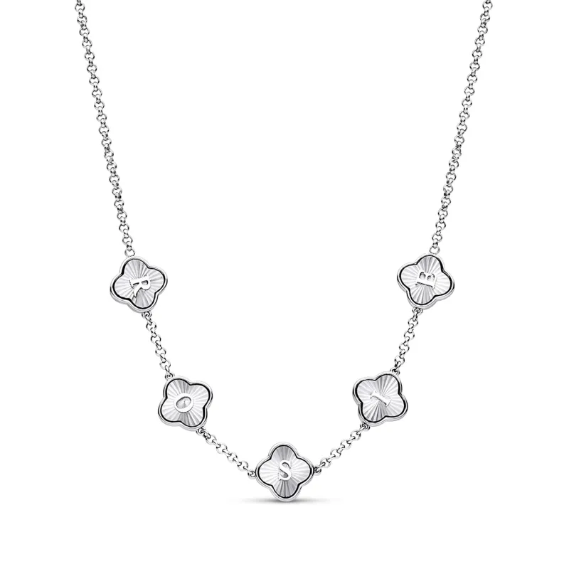 Textured Clover Custom Name Necklace (Silver) sold by Abbott Lyon
