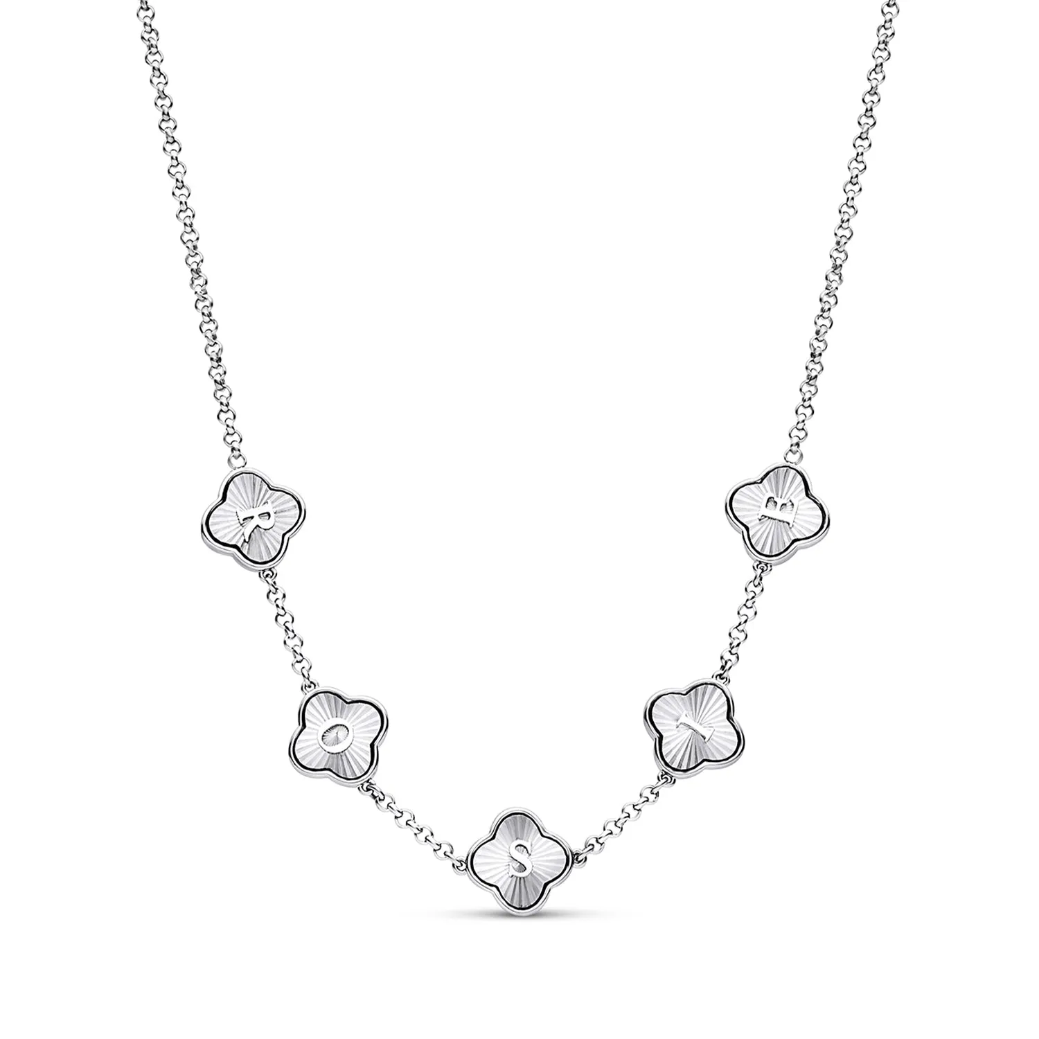Textured Clover Custom Name Necklace (Silver) sold by Abbott Lyon