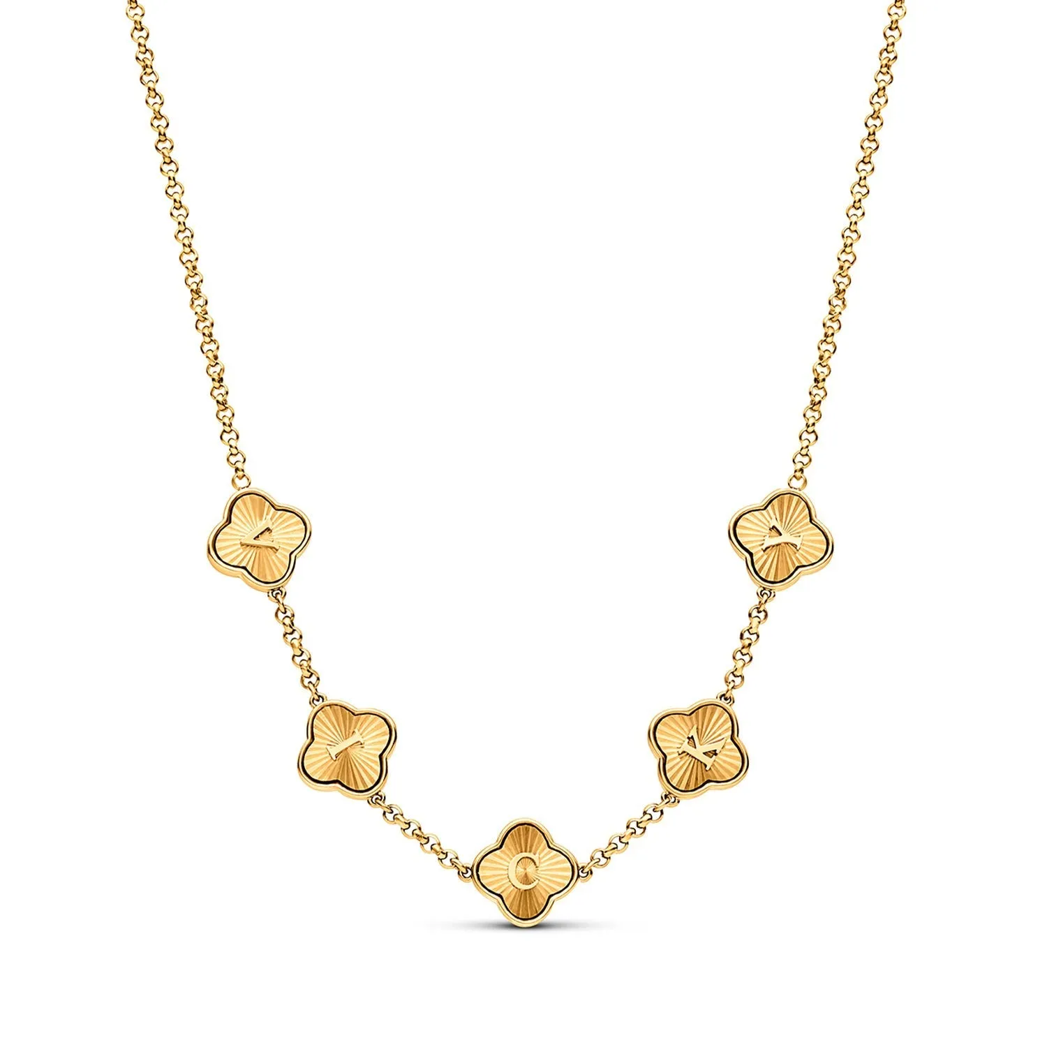 Textured Clover Custom Name Necklace (Gold) sold by Abbott Lyon