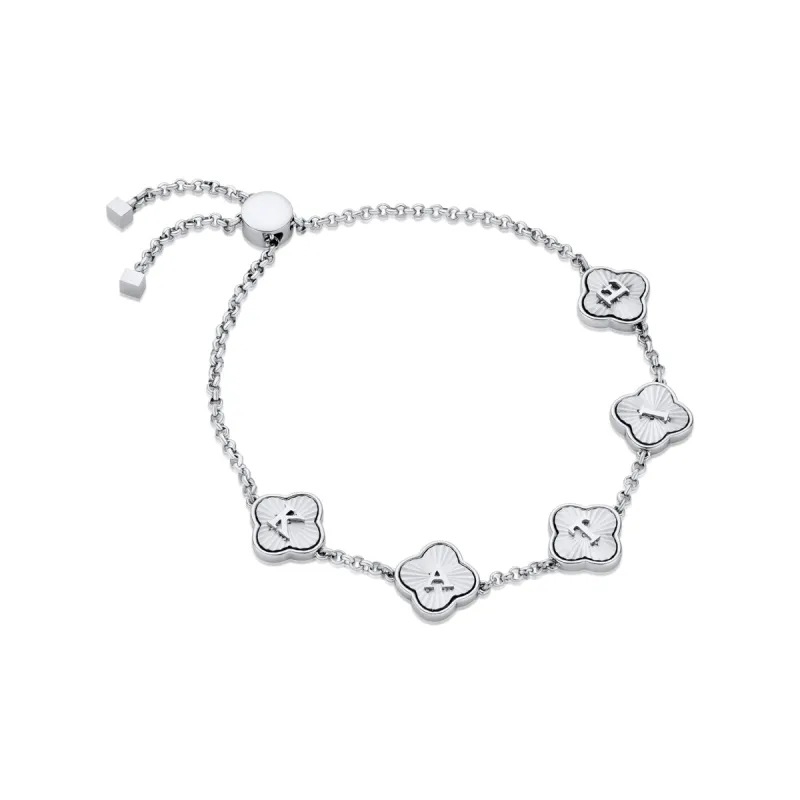 Textured Clover Custom Name Bracelet (Silver) sold by Abbott Lyon