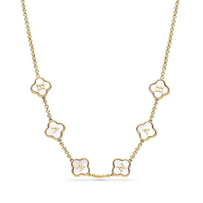 Pearl Clover Custom Name Necklace (Gold) sold by Abbott Lyon
