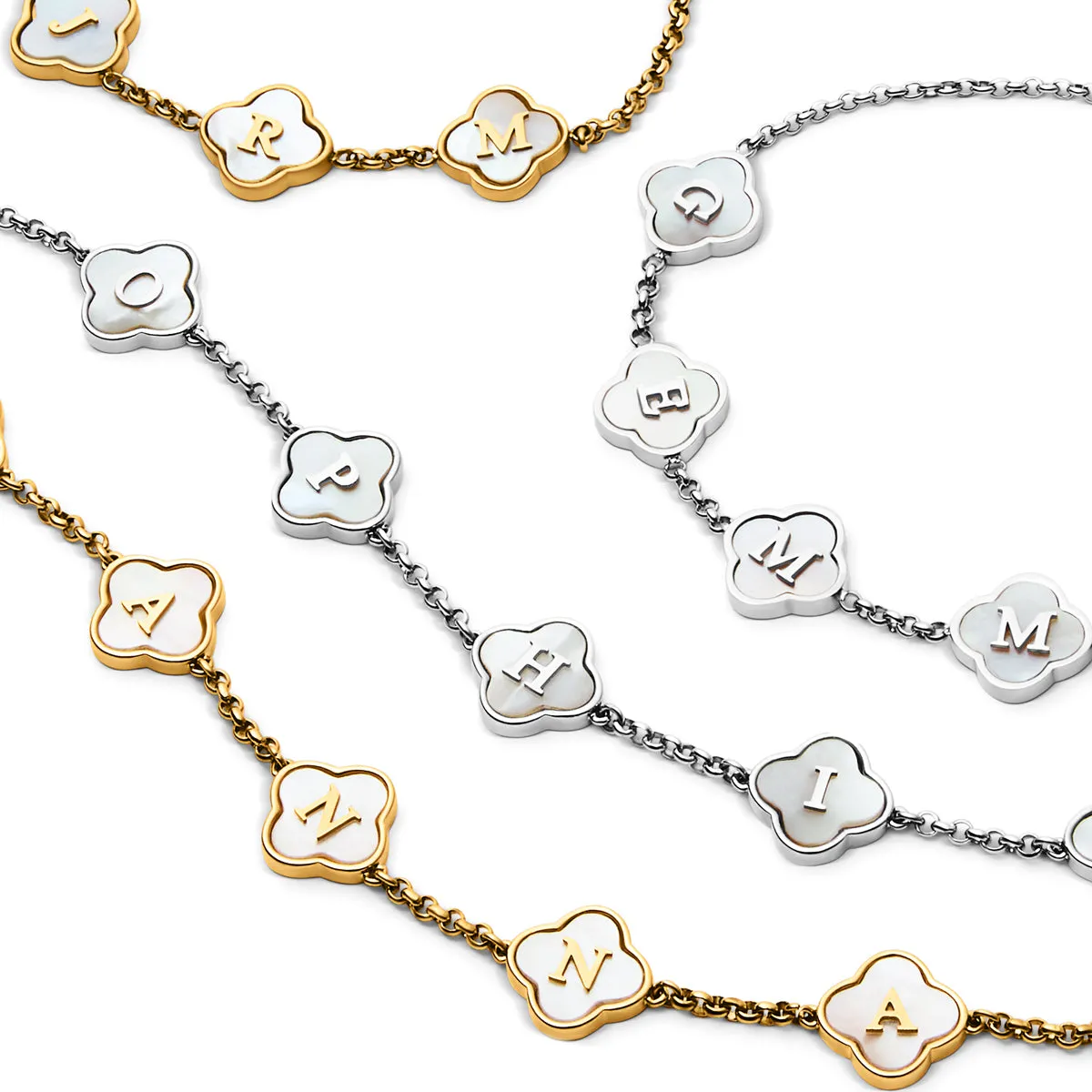 Pearl Clover Custom Name Bracelet (Silver) sold by Abbott Lyon product image thumbnail 4