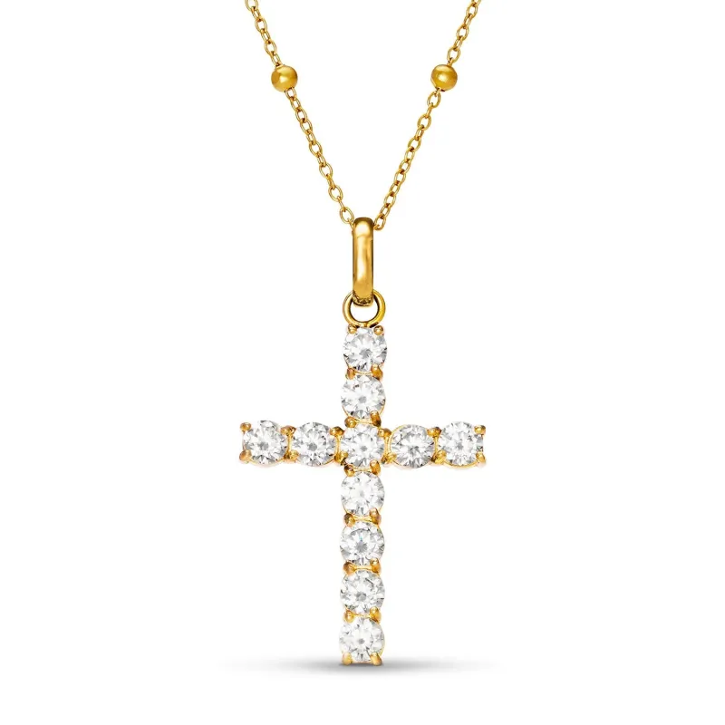 La Croix Crystal Cross Necklace (Gold) made by Abbott Lyon