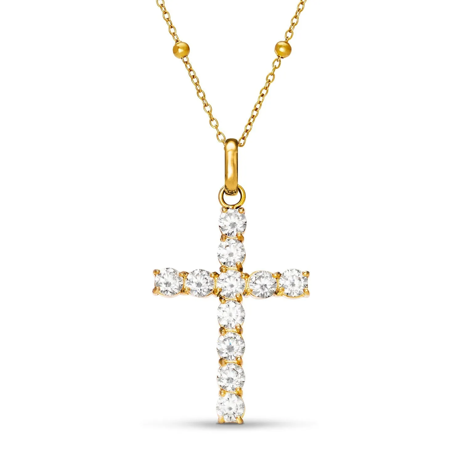 La Croix Crystal Cross Necklace (Gold) sold by Abbott Lyon