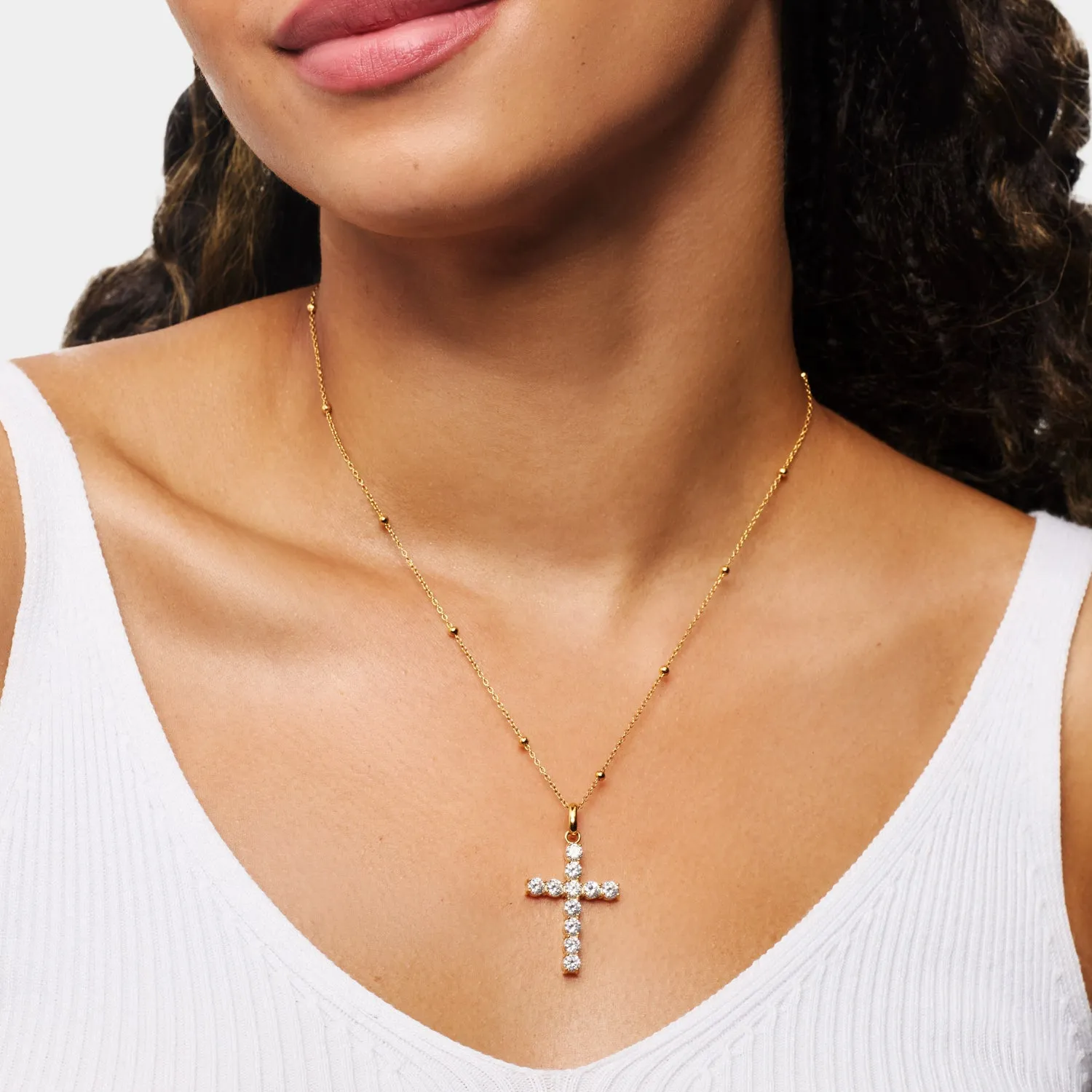 La Croix Crystal Cross Necklace (Gold) sold by Abbott Lyon product image thumbnail 2