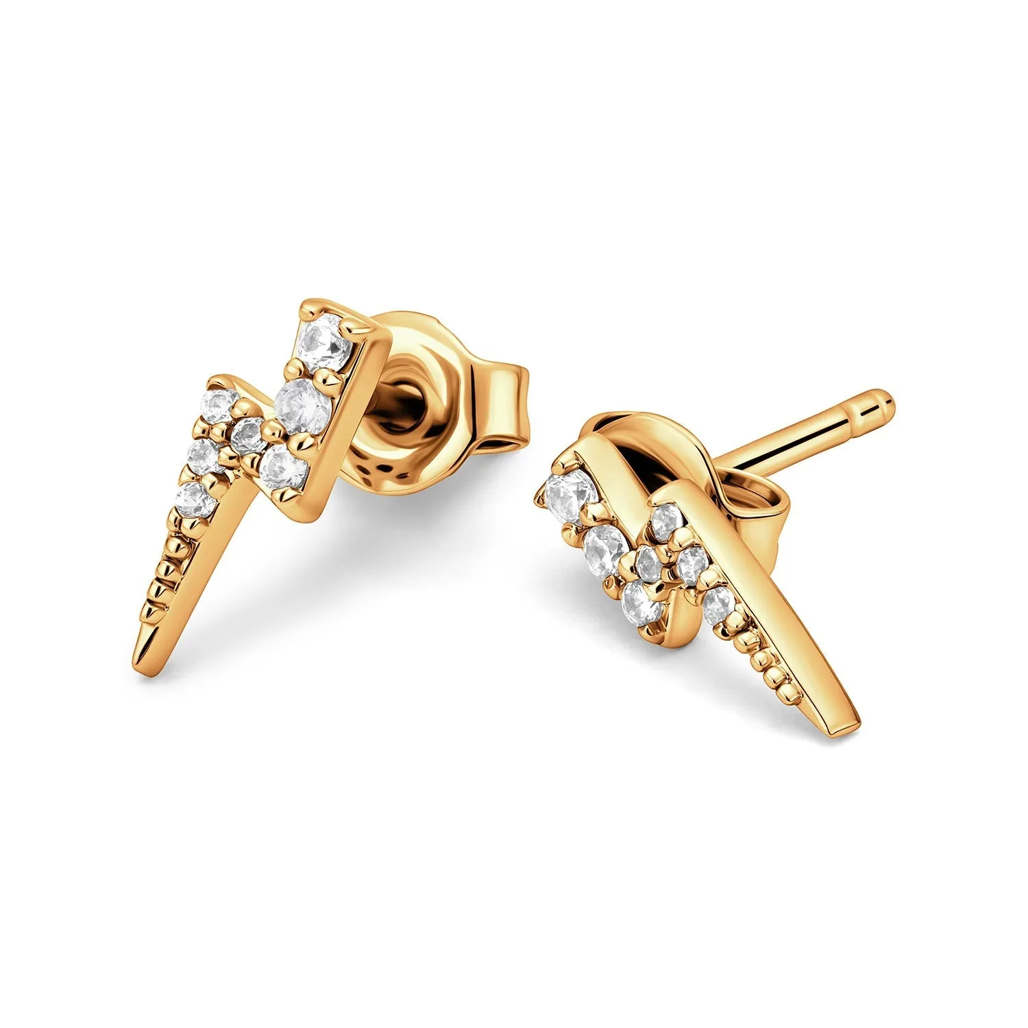 Strike Twice Lightning Bolt Earrings (Gold) sold by Abbott Lyon product image thumbnail 4