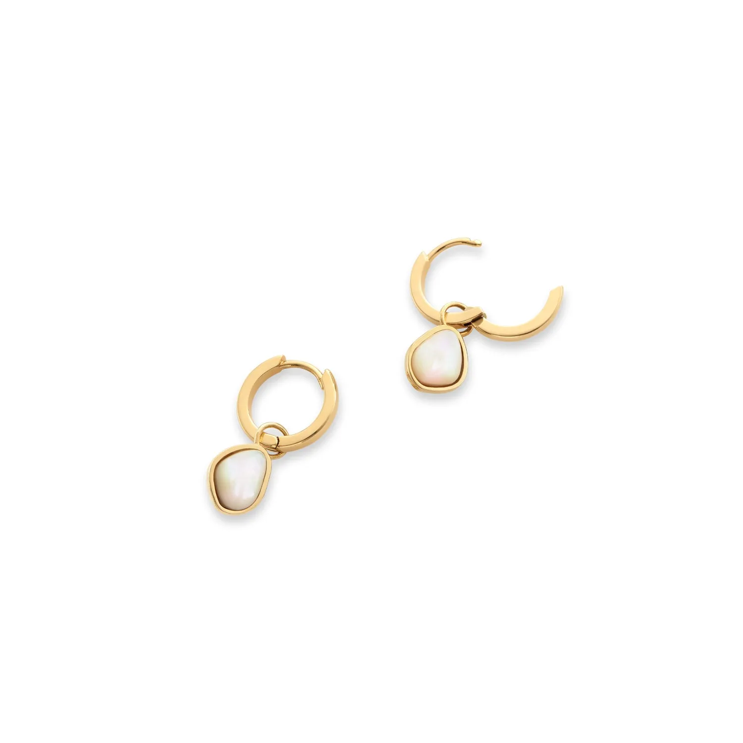 Organic Moonstone Huggie Hoop Earrings (Gold) sold by Abbott Lyon product image thumbnail 4