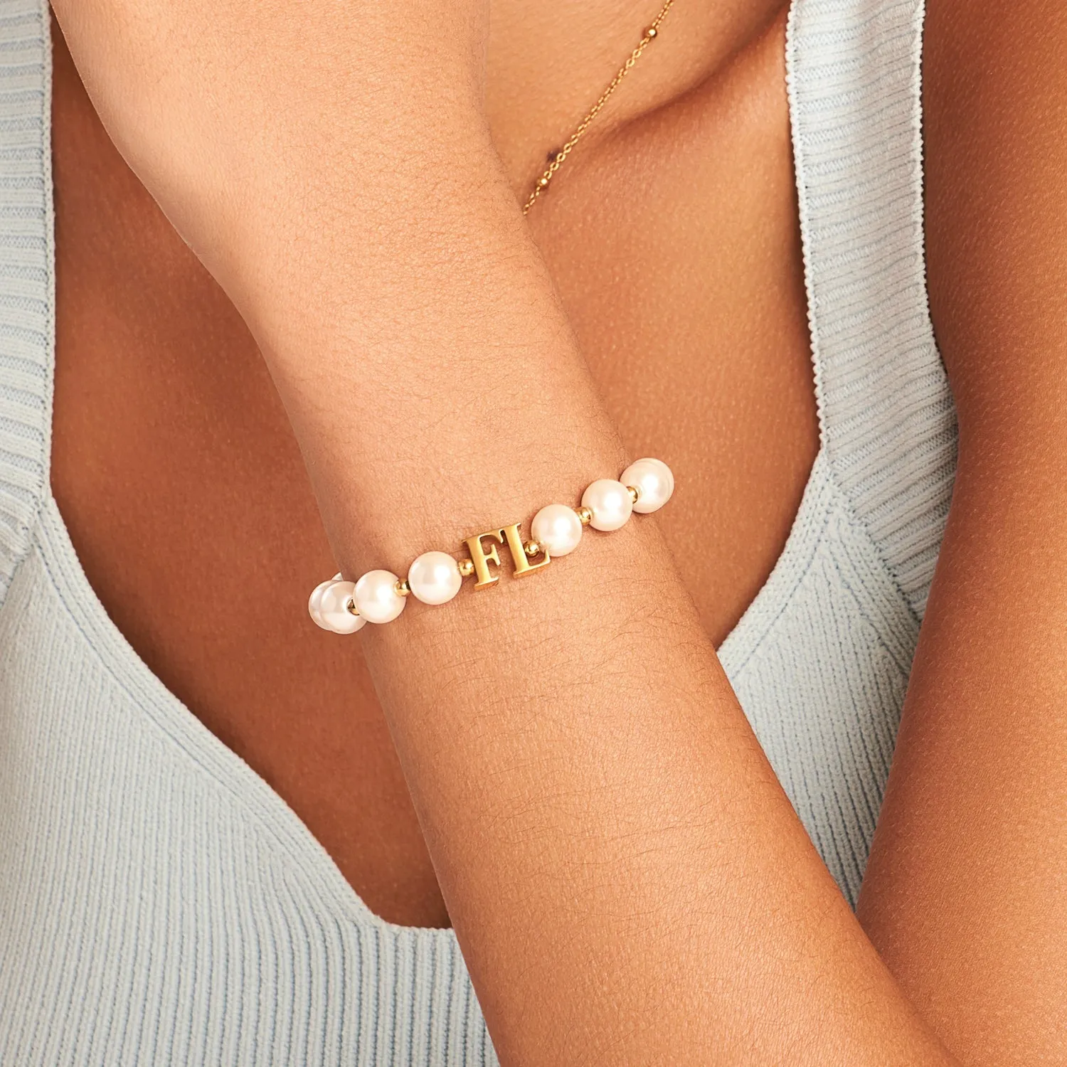 Lunar Pearl Initial Bracelet (Gold) sold by Abbott Lyon product image thumbnail 2