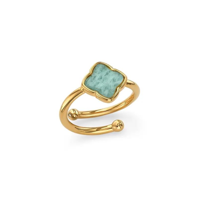 Amazonite Clover Ring (Gold) made by Abbott Lyon