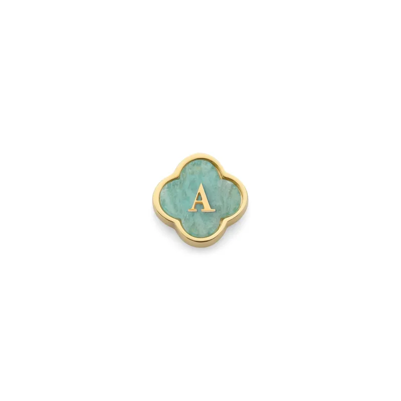 Amazonite Clover Charms (Gold) - Initials sold by Abbott Lyon