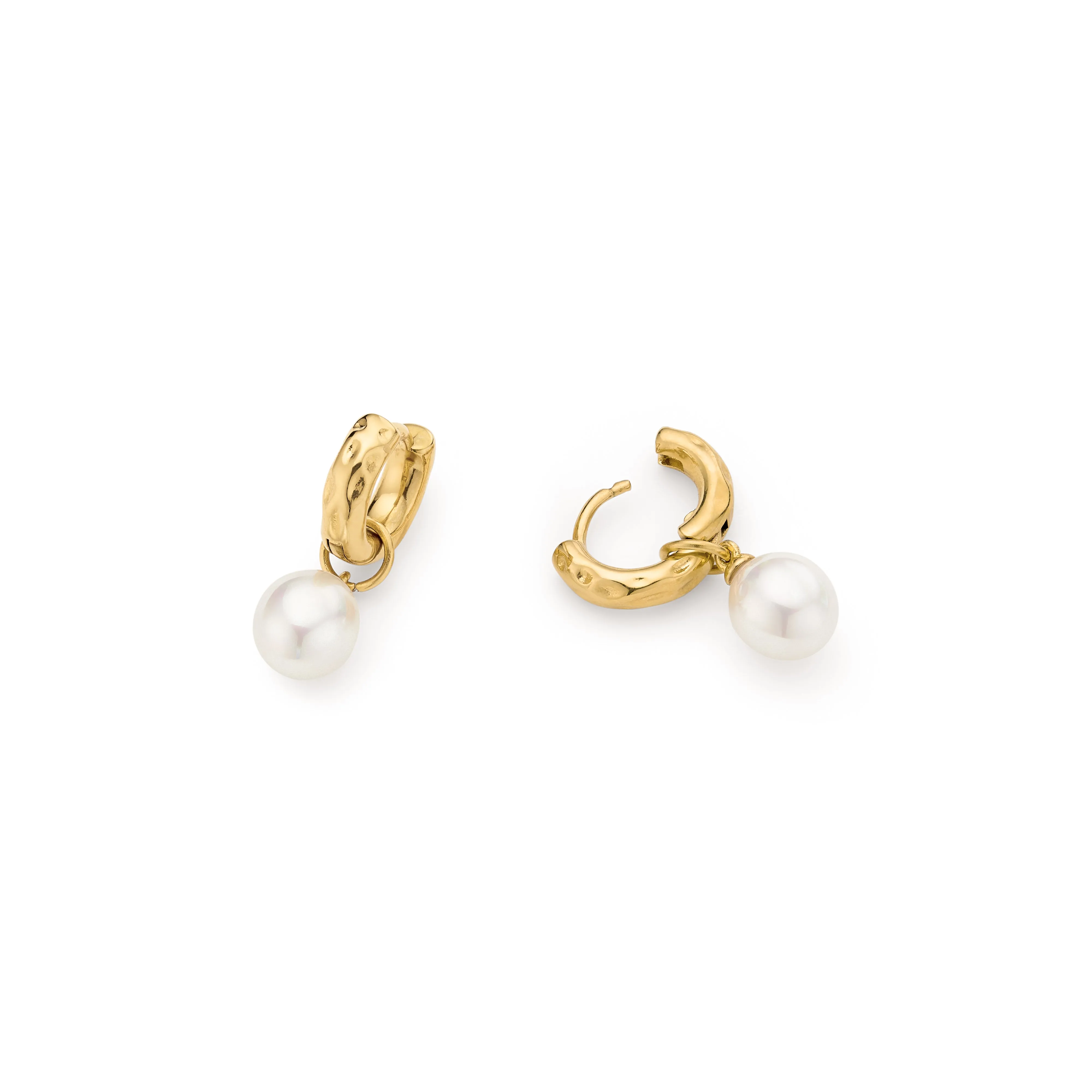 Organic Pearl Drop Huggie Earrings (Gold) sold by Abbott Lyon product image thumbnail 4