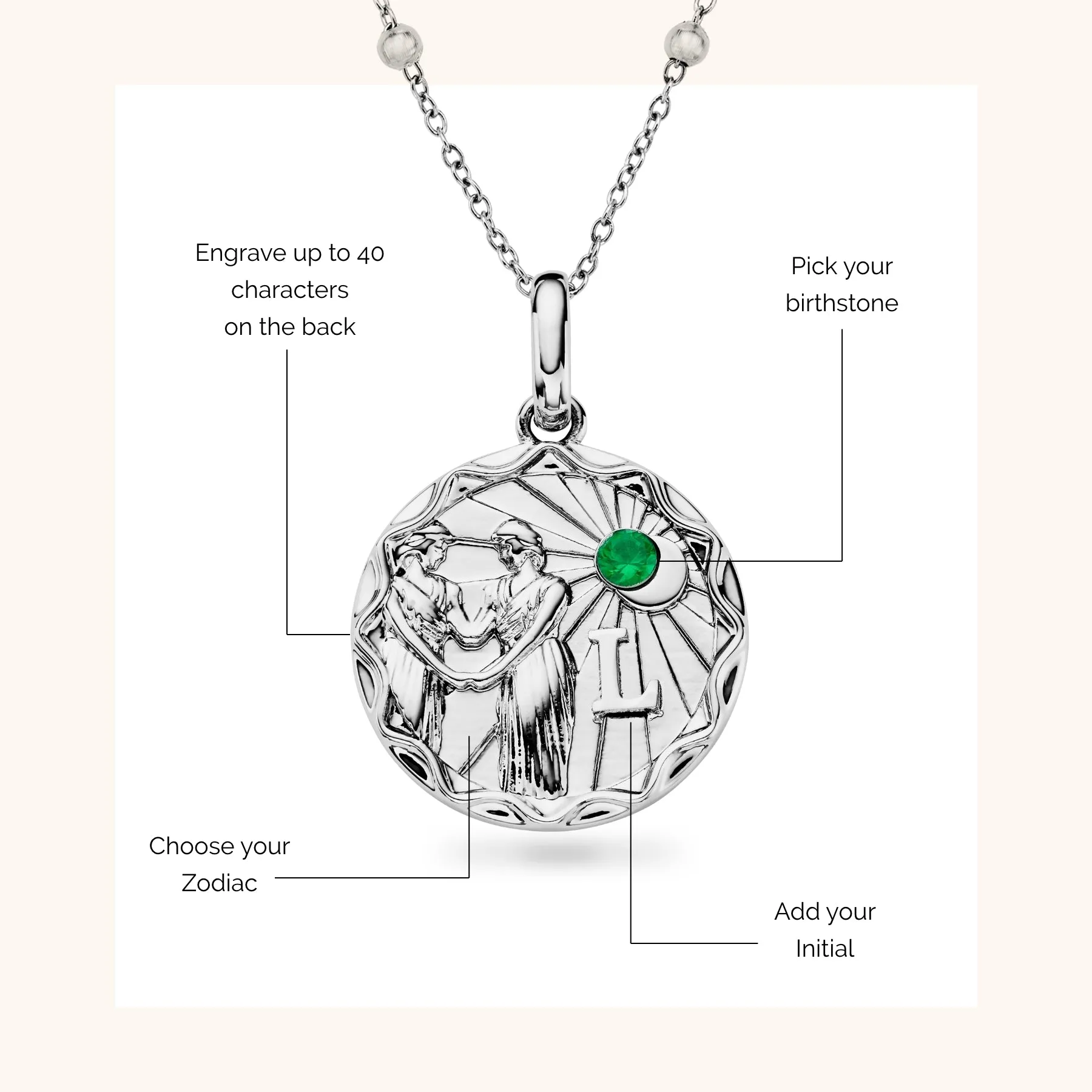 Custom Zodiac Coin Necklace (Silver) sold by Abbott Lyon product image thumbnail 5